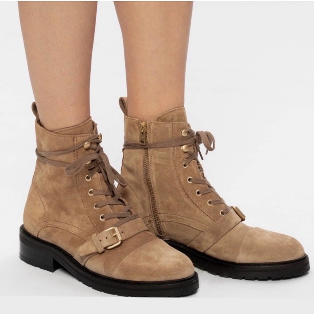 All Saints Beige Donita Combat Boots Size 40 Like New